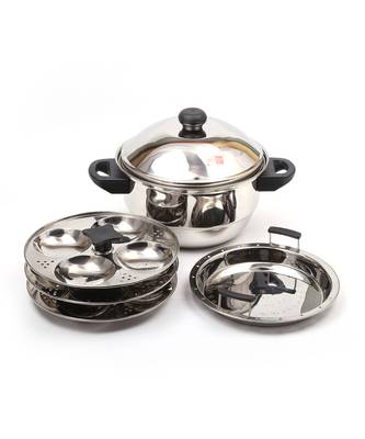 KCL Stainless Steel Sandwich Bottom MultiKadai Idly Steamer / 12 Idly   3 Plate 1