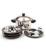 KCL Stainless Steel Sandwich Bottom MultiKadai Idly Steamer / 15 Idly   3 Plate
