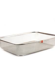 KCL Stainless Steel Rectangle Shape Fridge Basket with Mesh Sink Strainer and Fruit Vegetable Drain  basket