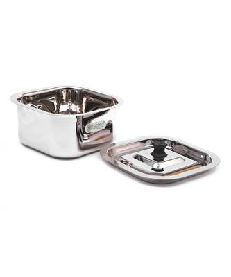 Coconut Stainless Steel Square Dish/Handi with Stainless Steel Lid for Cook & Serve   1 Unit   Capacity   1.5 Litre 1