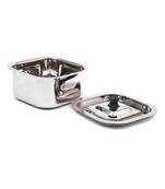 Coconut Stainless Steel Square Dish/Handi with Stainless Steel Lid for Cook & Serve   1 Unit   Capacity   1.5 Litre