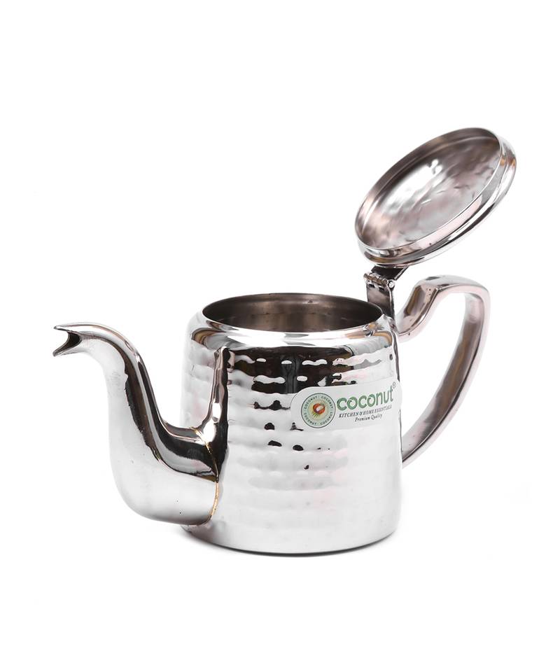 Coconut Stainless Steel Hammered Tea Pot For Tea/Coffee   1 Unit   Capacity   500 Ml
