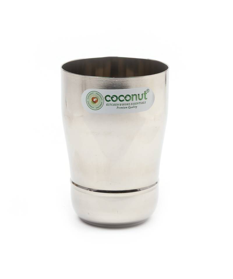 Coconut Stainless Steel Water Glass Set of 6   Capacity 270 ml each