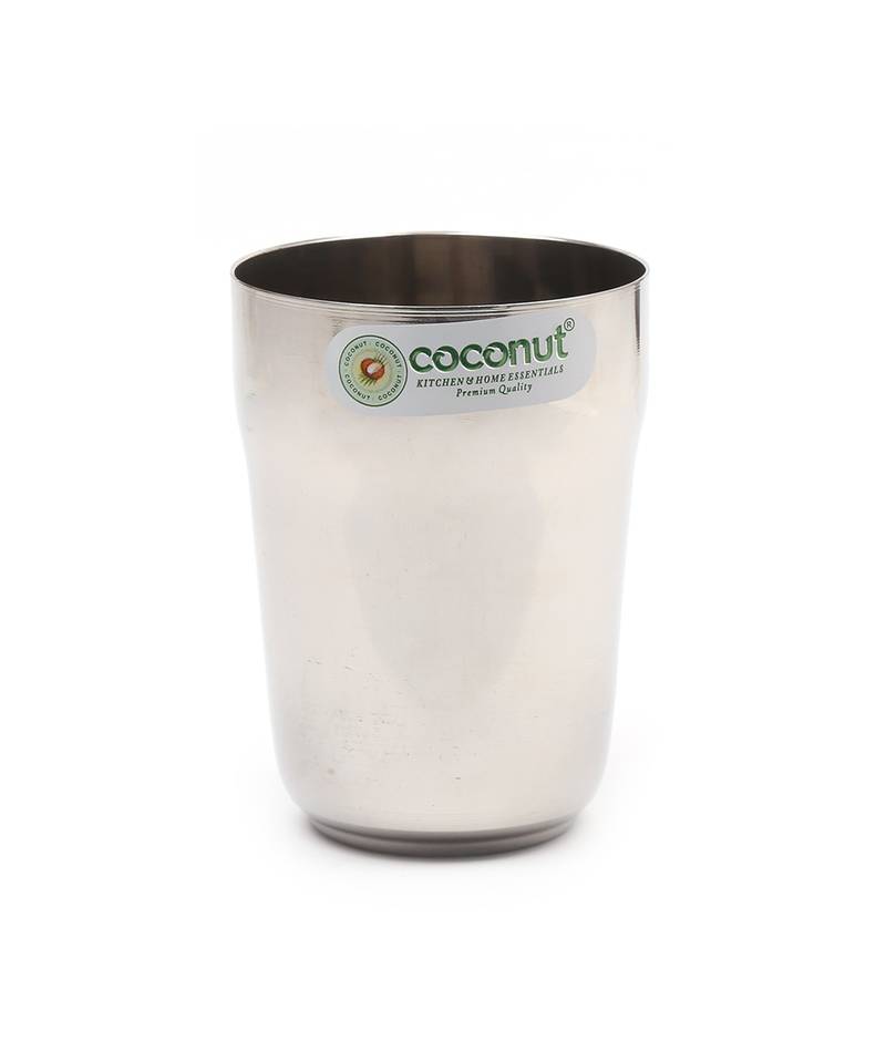 Coconut Stainless Steel Water Glass Set of 6   Capacity 270 ml each