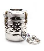 Coconut Stainless Steel Smart Hammered Design Water Pot/Container with Tap   1 PC (Capacity: 5 litres)
