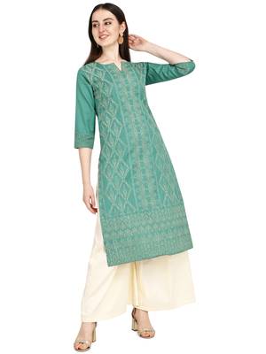 green cotton printed  Kurti 1