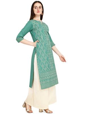 green cotton printed  Kurti 3
