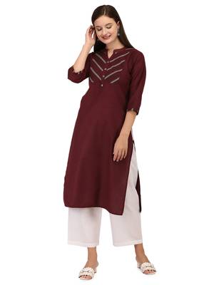 Maroon cotton printed  Kurti 1