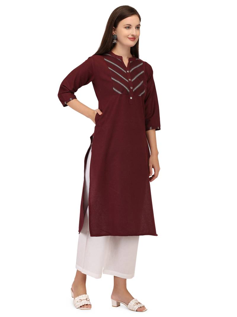 Maroon cotton printed  Kurti