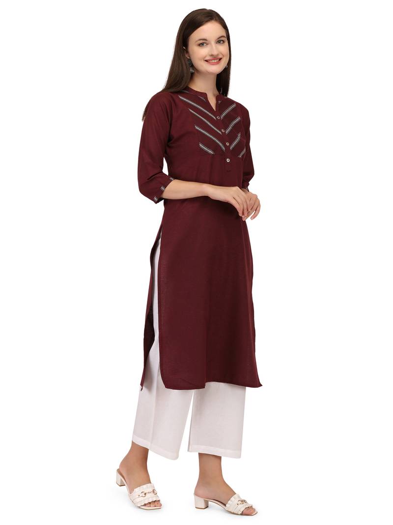 Maroon cotton printed  Kurti