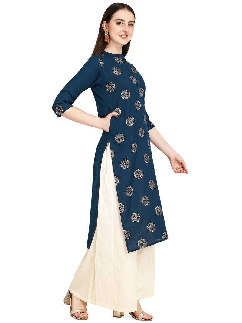 blue cotton printed  Kurti