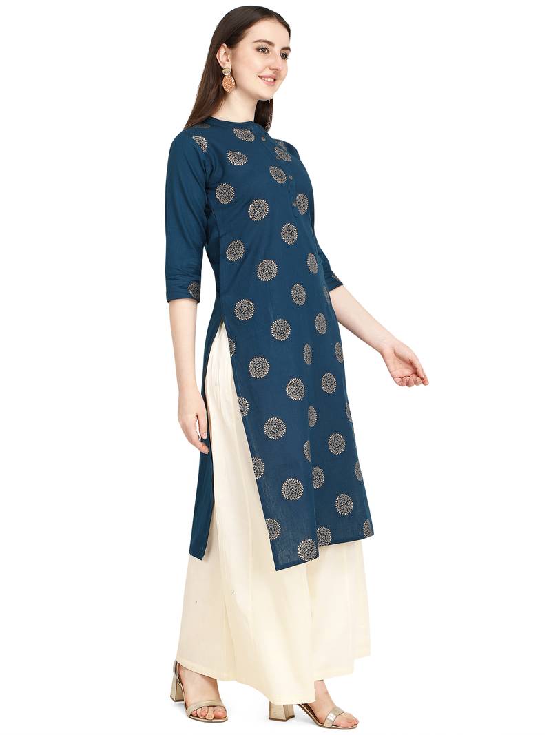 blue cotton printed  Kurti