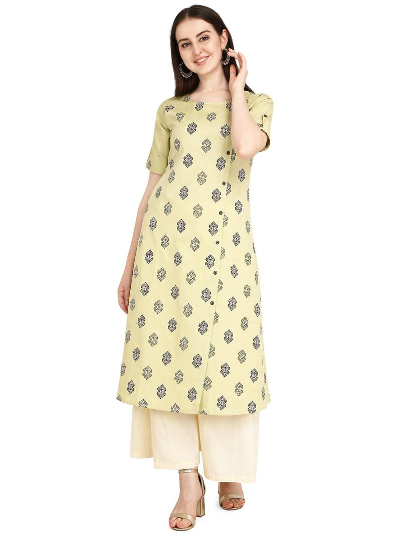 cream cotton printed  Kurti