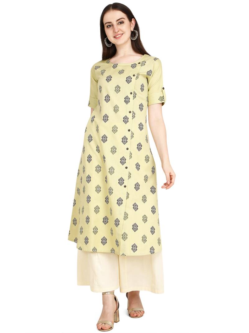 cream cotton printed  Kurti