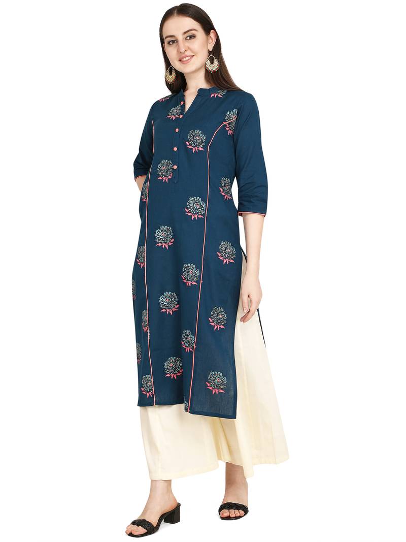 blue cotton printed  Kurti