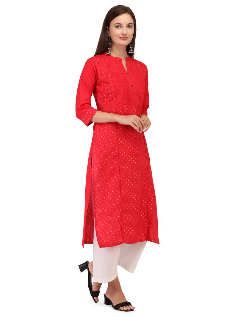 red cotton printed  Kurti