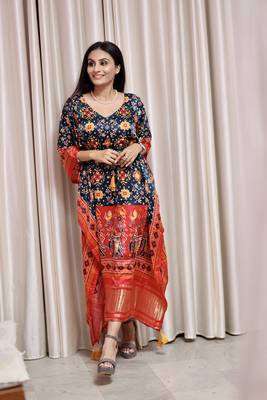 multi colour pure gaji silk kaftan  5
