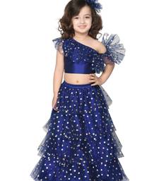 Navy Blue Silk Blended Lehenga Choli Set for Girls - Saka Designs - 3903144