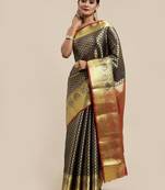 Navy Blue Woven silk blend Blend Saree With Blouse
