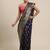 Navy blue woven silk saree with blouse
