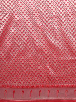 Red Woven silk blend Saree With Blouse 3
