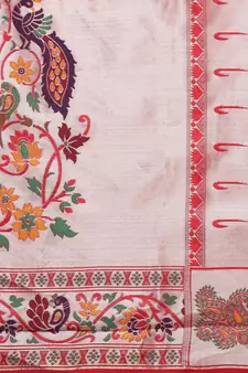 Red Woven Silk Blend Saree With Blouse