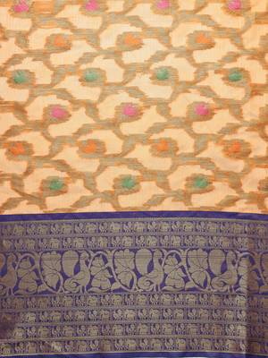 Orange Woven Organza Saree With Blouse 3