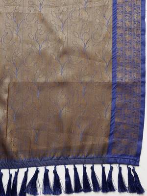 Orange Woven Organza Saree With Blouse 4
