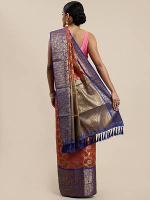 Pink Woven Organza Saree With Blouse 2