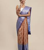 Peach Woven Organza Saree With Blouse