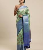 Sea Green Woven Organza Saree With Blouse