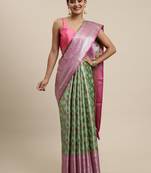 Sea Green Organza Woven Kanchipuram Saree