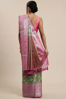 Sea Green Organza Woven Kanchipuram Saree