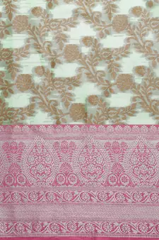 Sea Green Organza Woven Kanchipuram Saree