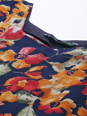 Blue printed georgette long-dresses 2