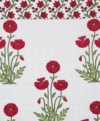 Rajsthan Decor Screen Print Cotton White and Pink Floral Long Door Curtain Single Pc (54x110 inch) 5