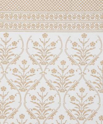 Rajsthan Decor Screen Print Cotton White and Gold Floral Door Curtain Single Pc (54x85 Inch) 5