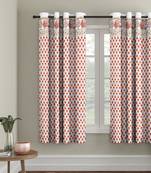 Rajsthan Decor Screen Print Cotton White and Orange Floral Window Curtain Single Pc (54x62 Inch)