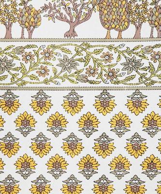 Rajsthan Decor Screen Print Cotton White and Yellow Floral Window Curtain Single Pc (54x62 Inch) 5