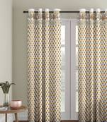 Rajsthan Decor Screen Print Cotton White and Yellow Floral Door Curtain Single Pc (54x85 Inch)