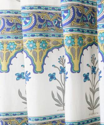 Rajsthan Decor Screen Print Cotton White Floral Window Curtain Set of 2 (54x62 Inch) 2