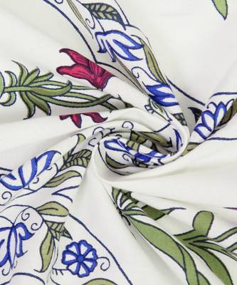 Rajsthan Decor Screen Print Cotton White Floral Window Curtain Set of 2 (54x62 Inch) 3