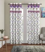 Rajsthan Decor Screen Print Cotton White Floral Door Curtain Set of 2 (54x85 Inch)