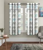 Rajsthan Decor Animal Print White Color Cotton Window Curtain Set of 2 (54x62 Inch)