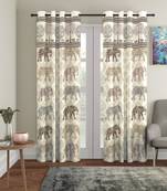 Rajsthan Decor Animal Print Beige Color Cotton Door Curtain Set of 2 (54x85 Inch)