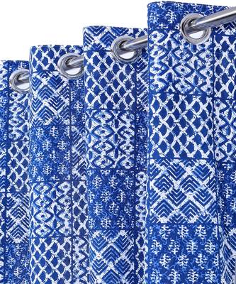Rajsthan Decor Screen Print Cotton Floral Window Curtain Set of 2 (54x62 Inch) 2
