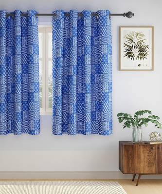 Rajsthan Decor Screen Print Cotton Floral Window Curtain Set of 2 (54x62 Inch) 6