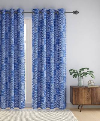 Rajsthan Decor Screen Print Cotton Floral Door Curtain Set of 2 (54x85 Inch) 1