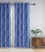 Rajsthan Decor Screen Print Cotton Floral Door Curtain Set of 2 (54x85 Inch)