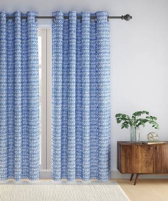 Rajsthan Decor Screen Print Cotton Floral Door Curtain Set of 2 (54x85 Inch) 1